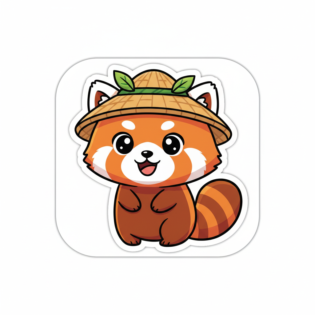 可爱红熊猫贴纸